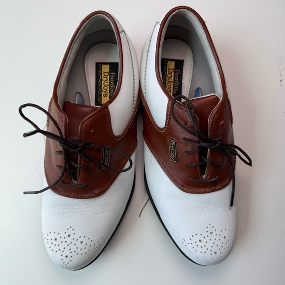 FootJoy Other - FootJoy DryJoys 99093 Brown/White Saddle Golf Shoes Soft Spike Men 5 1/2 M